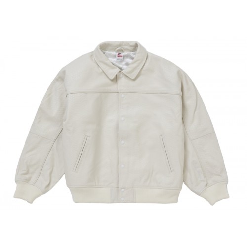 Supreme Nike Leather Varsity Jacket White