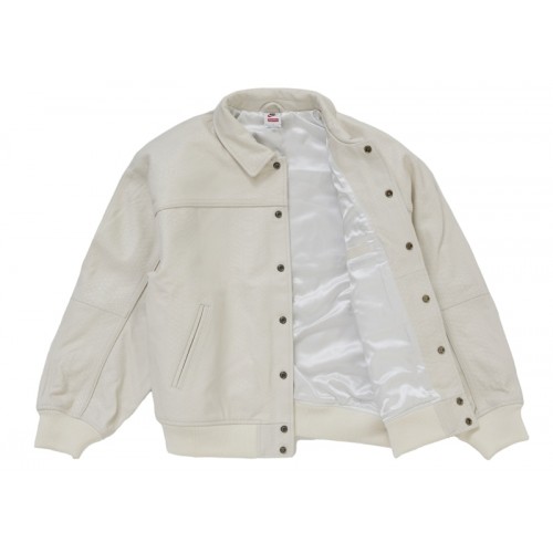 Supreme Nike Leather Varsity Jacket White