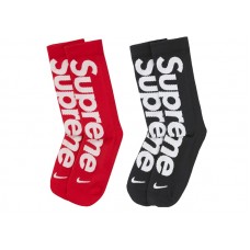 Supreme Nike Lightweight Crew Socks Set Red/Black