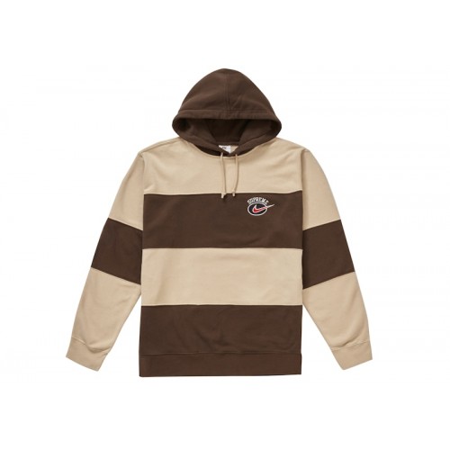 Supreme Nike Stripe Hooded Sweatshirt Tan