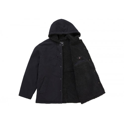 Supreme Number (N)ine Faux Shearling Hooded Coat Black