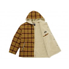 Supreme Number (N)ine Faux Shearling Hooded Coat Brown