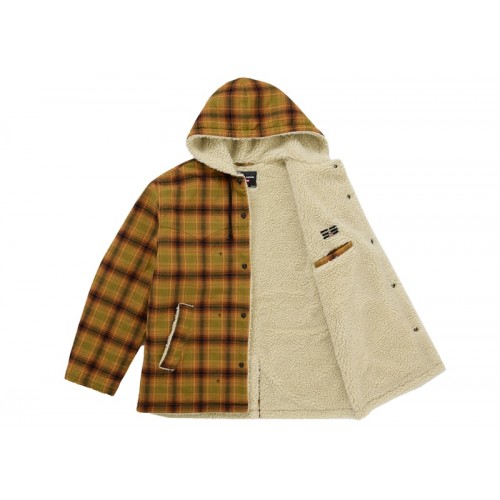 Supreme Number (N)ine Faux Shearling Hooded Coat Brown
