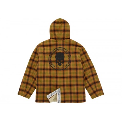 Supreme Number (N)ine Faux Shearling Hooded Coat Brown