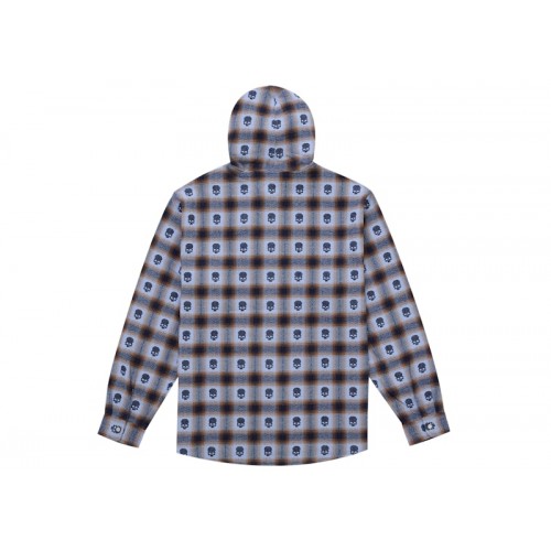 Supreme Number (N)ine Hooded Flannel Shirt Blue