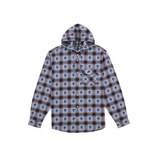 Supreme Number (N)ine Hooded Flannel Shirt Blue