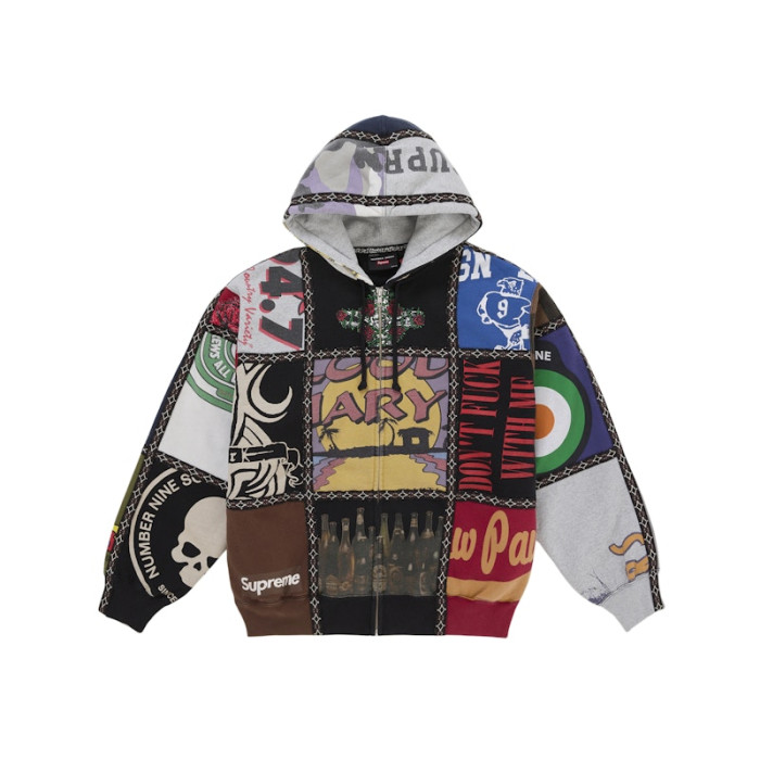 Supreme Number (N)ine Patchwork Zip Up Hooded Sweatshirt Multicolor Supreme Number (N)ine Patchwork Zip Up Hooded Sweatshirt Multicolor