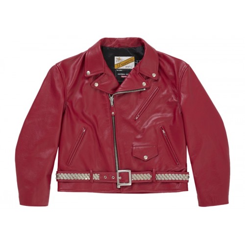Supreme Number (N)ine Schott Perfecto Leather Jacket Red