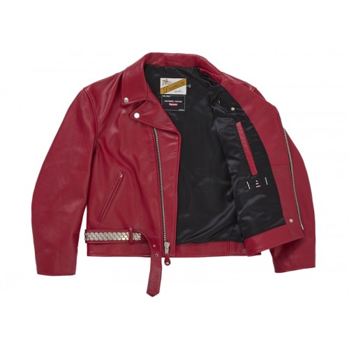 Supreme Number (N)ine Schott Perfecto Leather Jacket Red
