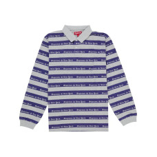 Supreme Old English Stripe L/S Polo Heather Grey