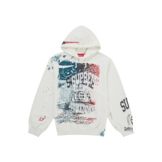 Supreme Overprint Hooded Sweatshirt White