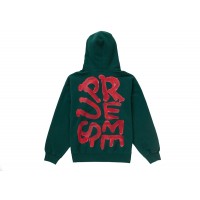 Supreme Paint Hooded Sweatshirt Dark Green