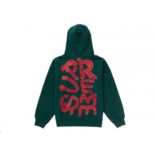 Оригинальный шмот Supreme Paint Hooded Sweatshirt Dark Green