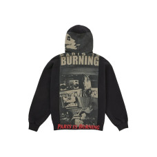 Supreme Paris Is Burning Zip Up Hooded Sweatshirt Black