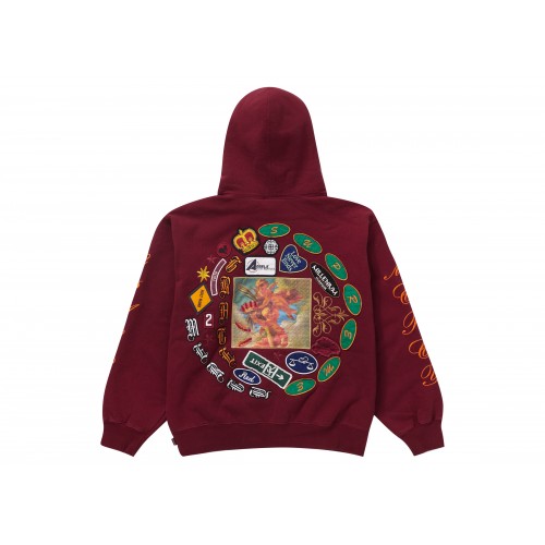 Оригинальный шмот Supreme Patches Spiral Hooded Sweatshirt Cardinal - 70см