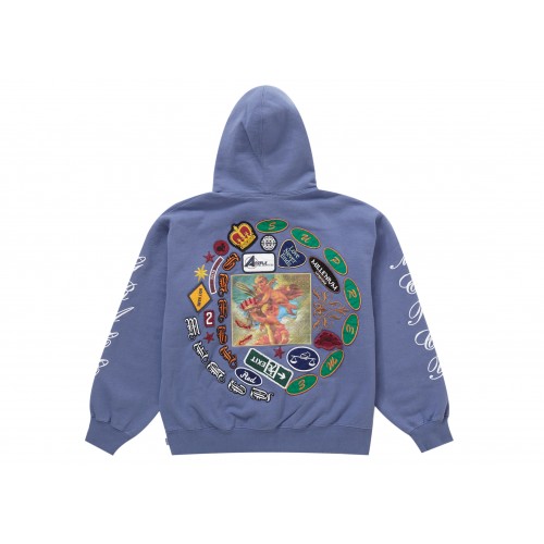 Оригинальный шмот Supreme Patches Spiral Hooded Sweatshirt Light Purple - 70см