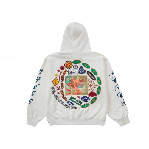 Оригинальный шмот Supreme Patches Spiral Hooded Sweatshirt White - 70см