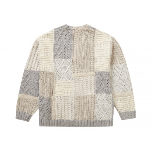 Оригинальный шмот Supreme Patchwork Cable Knit Cardigan Ivory
