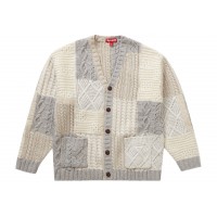 Supreme Patchwork Cable Knit Cardigan Ivory