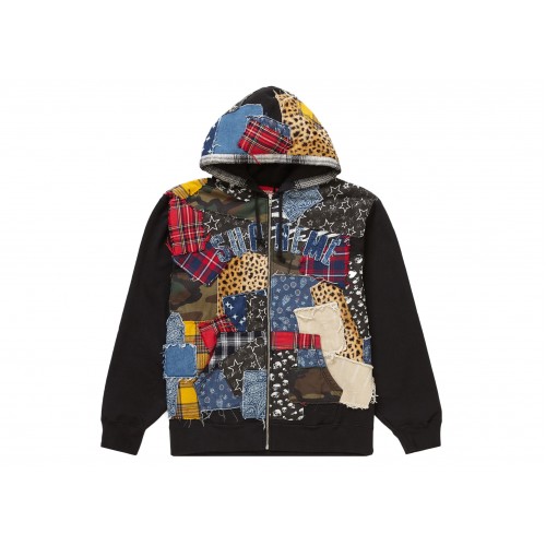 Оригинальный шмот Supreme Patchwork Zip Up Hooded Sweatshirt Black