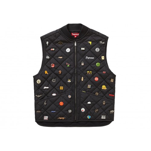 Оригинальный шмот Supreme Pins Quilted Work Vest Black