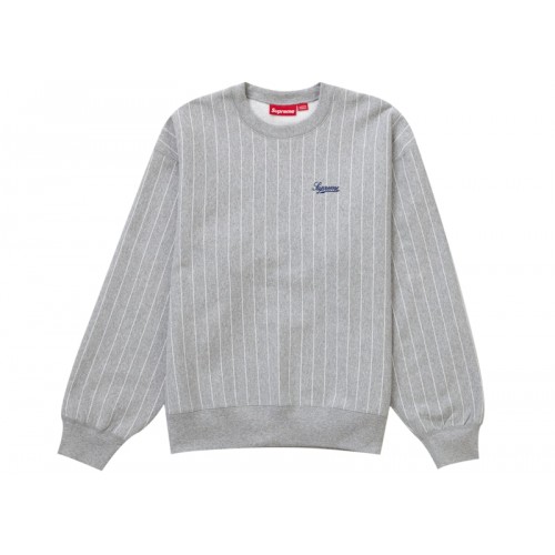 Оригинальный шмот Supreme Pinstripe Crewneck Heather Grey