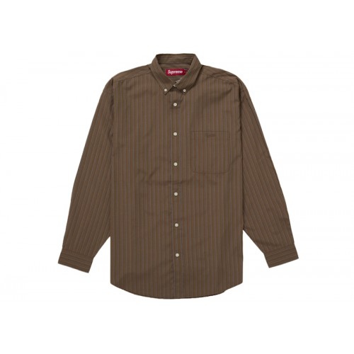 Supreme Pinstripe Shirt Brown