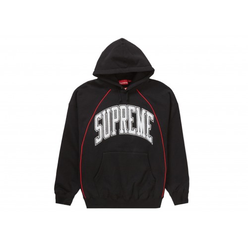 Оригинальный шмот Supreme Boxy Piping Arc Hooded Sweatshirt Black - 70см