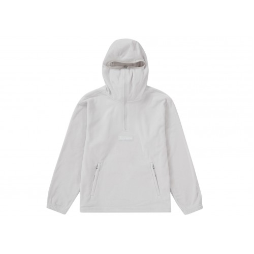 Оригинальный шмот Supreme Polartec Facemask Half Zip Hooded Sweatshirt Light Grey
