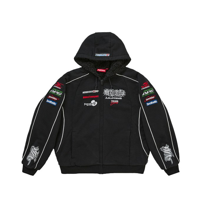 Худи Supreme Racing Lined Zip Up Hooded Sweatshirt Black Худи Supreme Racing Lined Zip Up Hooded Sweatshirt Black