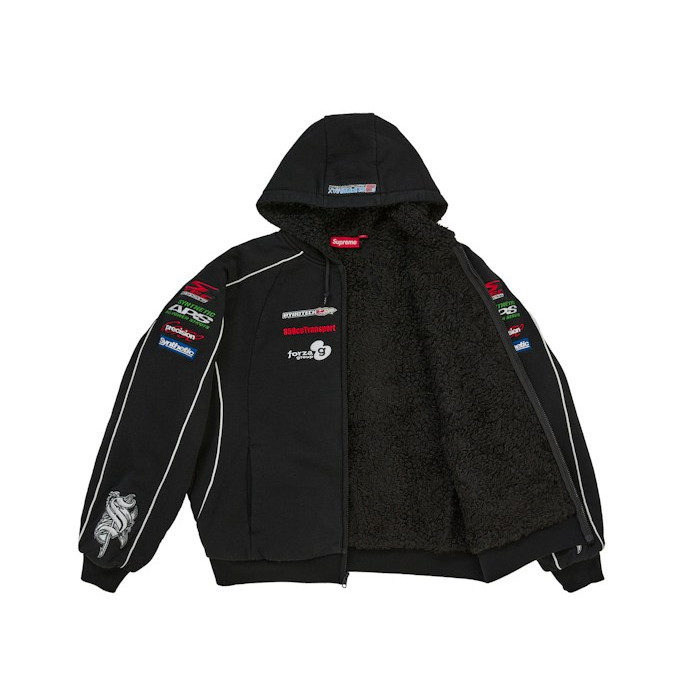 Худи Supreme Racing Lined Zip Up Hooded Sweatshirt Black Худи Supreme Racing Lined Zip Up Hooded Sweatshirt Black