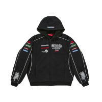 Supreme Racing Lined Zip Up Hooded Sweatshirt Black