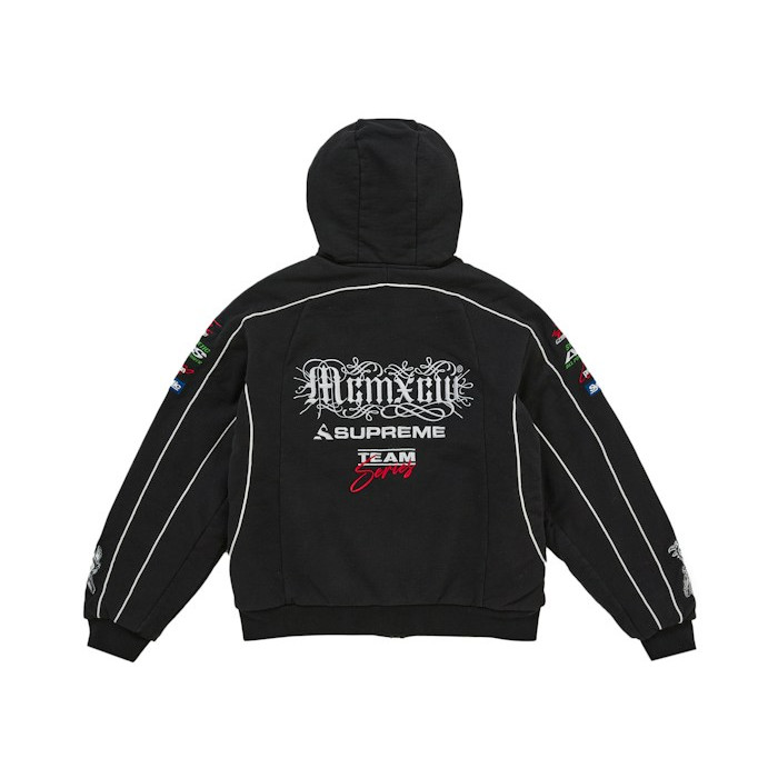 Худи Supreme Racing Lined Zip Up Hooded Sweatshirt Black Худи Supreme Racing Lined Zip Up Hooded Sweatshirt Black