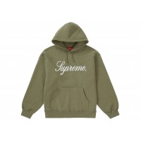 Supreme Raised Script Hooded Sweatshirt Light Olive