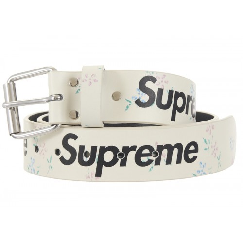Supreme Repeat Leather Belt Floral