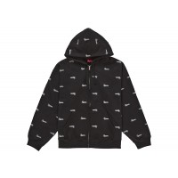 Supreme Repeat Script Zip Up Hooded Sweatshirt Black