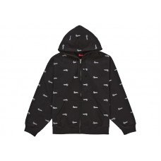 Supreme Repeat Script Zip Up Hooded Sweatshirt Black
