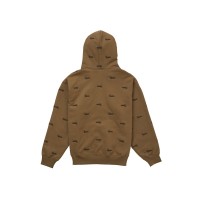 Supreme Repeat Script Zip Up Hooded Sweatshirt Dark Khaki