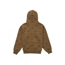 Supreme Repeat Script Zip Up Hooded Sweatshirt Dark Khaki