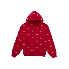 Supreme Repeat Script Zip Up Hooded Sweatshirt Red