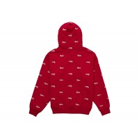 Supreme Repeat Script Zip Up Hooded Sweatshirt Red