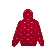 Supreme Repeat Script Zip Up Hooded Sweatshirt Red