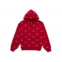 Supreme Repeat Script Zip Up Hooded Sweatshirt Red