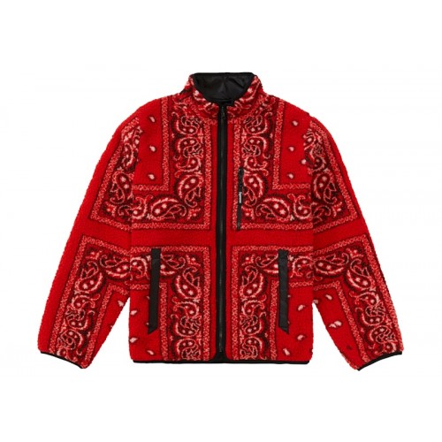Supreme Reversible Bandana Fleece Jacket Red