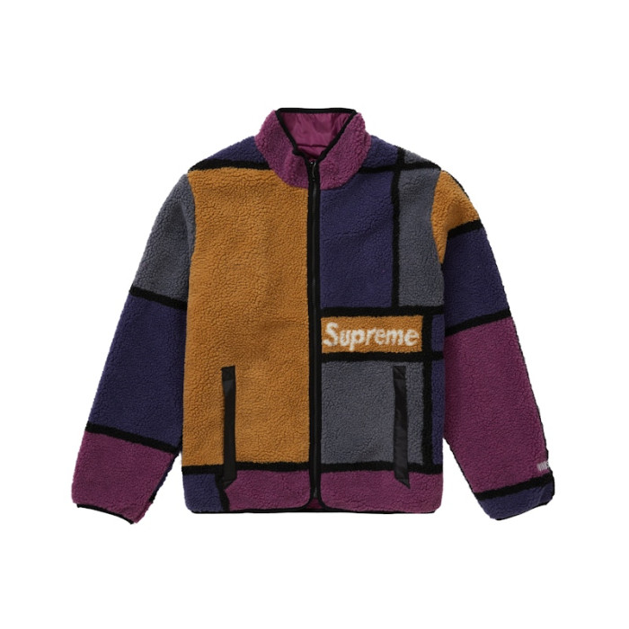 Supreme Reversible Colorblocked Fleece Jacket Purple Supreme Reversible Colorblocked Fleece Jacket Purple