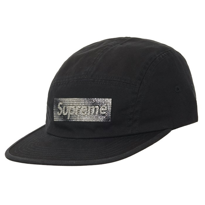 Кепка Supreme Rhinestone Label Camp Cap Black Кепка Supreme Rhinestone Label Camp Cap Black
