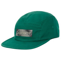 Supreme Rhinestone Label Camp Cap Green