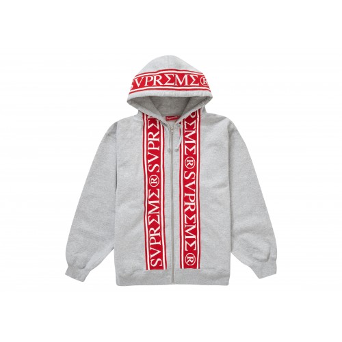 Оригинальный шмот Supreme Roman Zip Up Hooded Sweatshirt Heather Grey