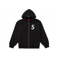 Supreme S Logo Zip Up Hooded Sweatshirt Black