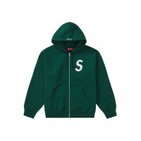 Supreme S Logo Zip Up Hooded Sweatshirt Dark Green